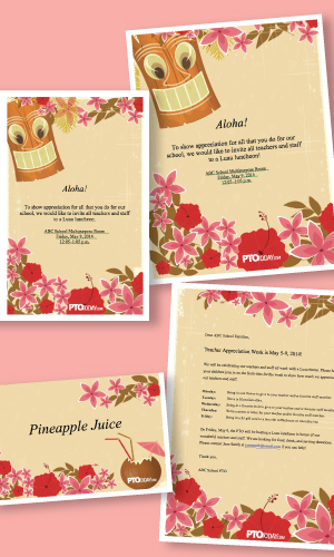 Teacher appreciation luncheon ideas and themes - luau