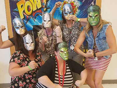 Superhero photo booth - teacher appreciation idea